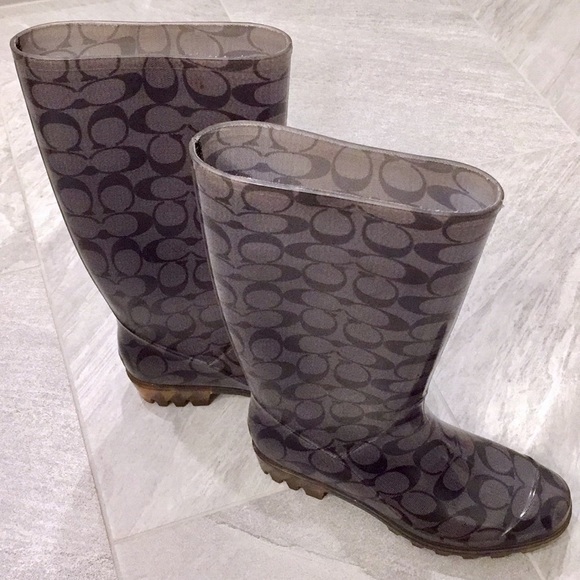 Coach Charcoal Signature Rainboots Size 7 - Picture 4 of 4